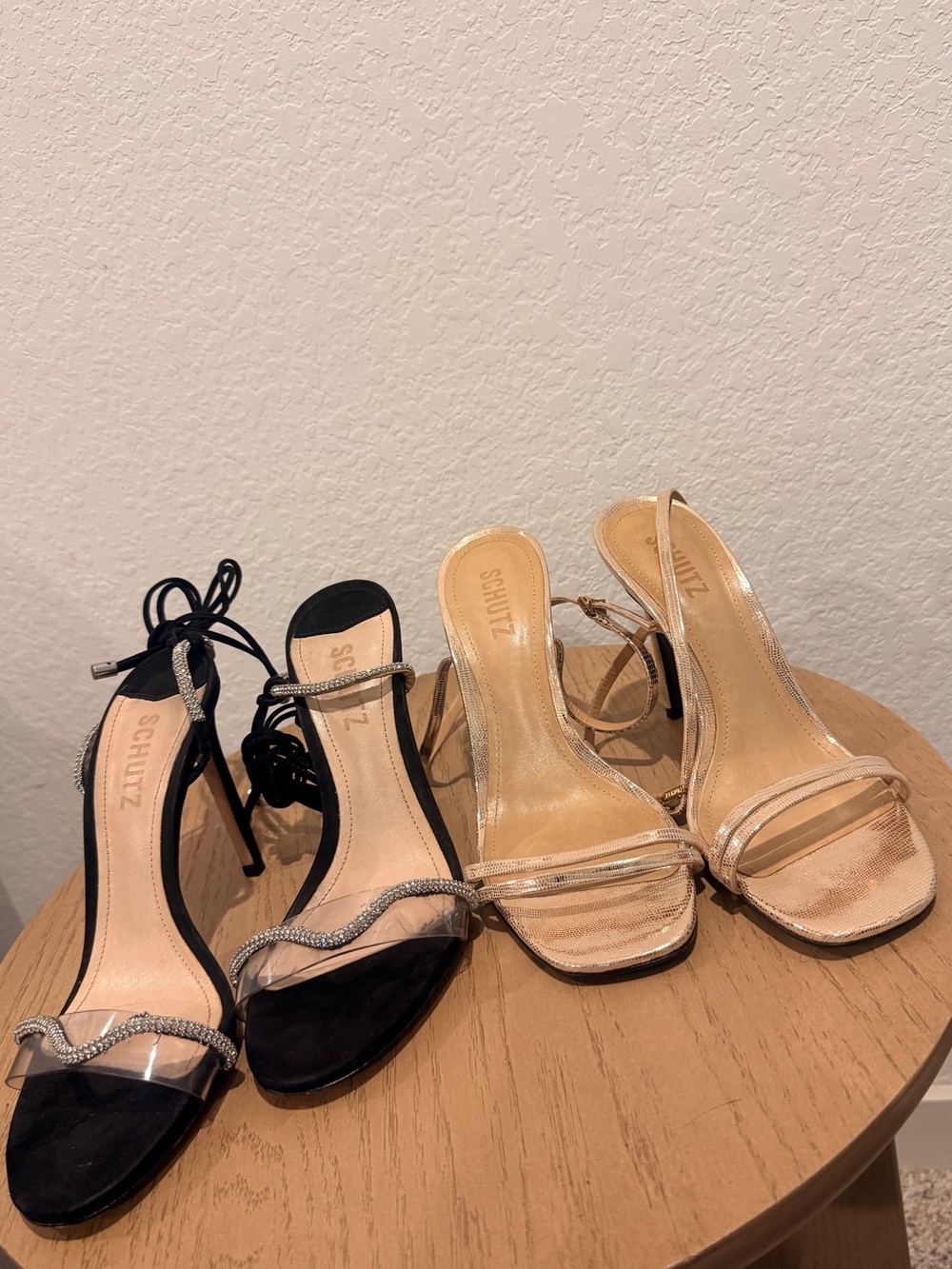 SCHUTZ‎ BUNDLE Two-Pair Strappy Heeled Sandals in Black and Nude